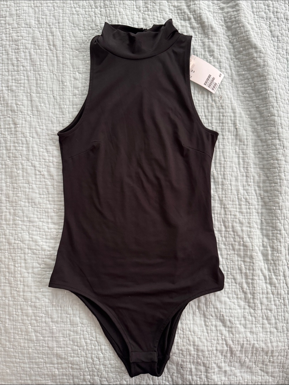 H&M Black Mock-Neck Sleeveless One-Piece Bodysuit